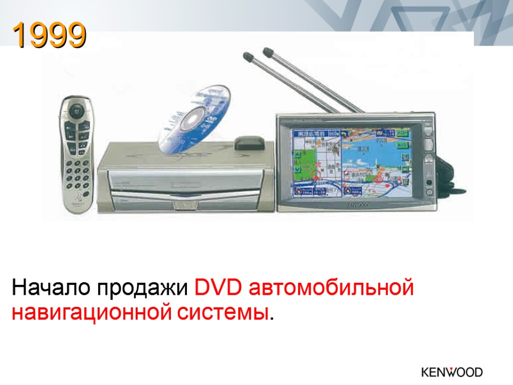 Начало продажи DVD автомобильной навигационной системы. 1999